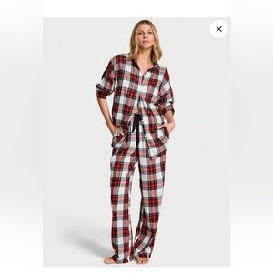 VICTORIA'S SECRET Flannel‎ Oversized Long Pajama Set size large